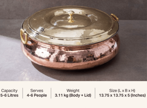 Copper Hammered Lagan - Lagaan for cooking- Naturally non stick , Non Toxic, Teflon Free - Image 2